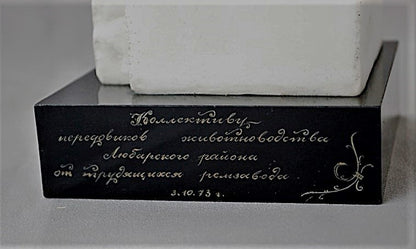 Raket geleerde. Sergei Korolev met spoetnik in de hand