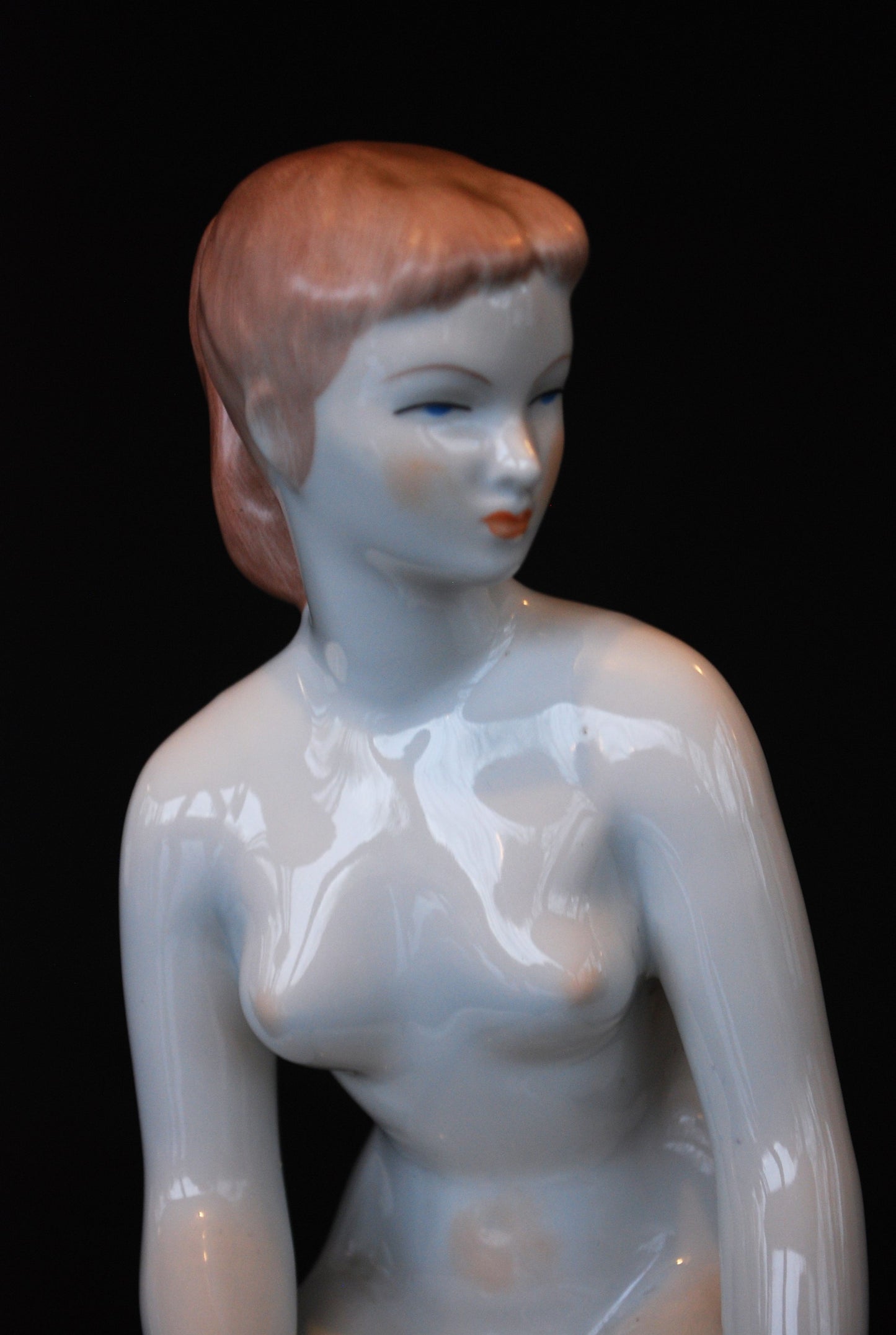 Naakte Vrouw zittend met groene doek 1960's