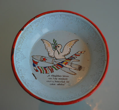 Enamel sign Space / Space Rocket with Dove of Peace