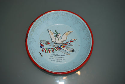 Enamel sign Space / Space Rocket with Dove of Peace