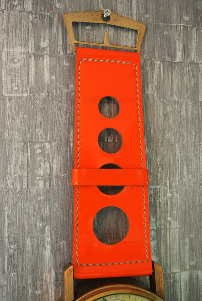 Retro Mid Century XXL Oranje 1970's Pop-art Polshorloge-vormige wand klok van Arctos