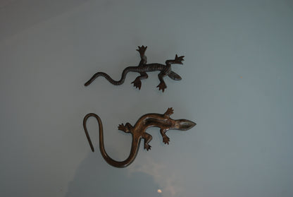 Hagedis tafelornamenten 2 stuks van messing