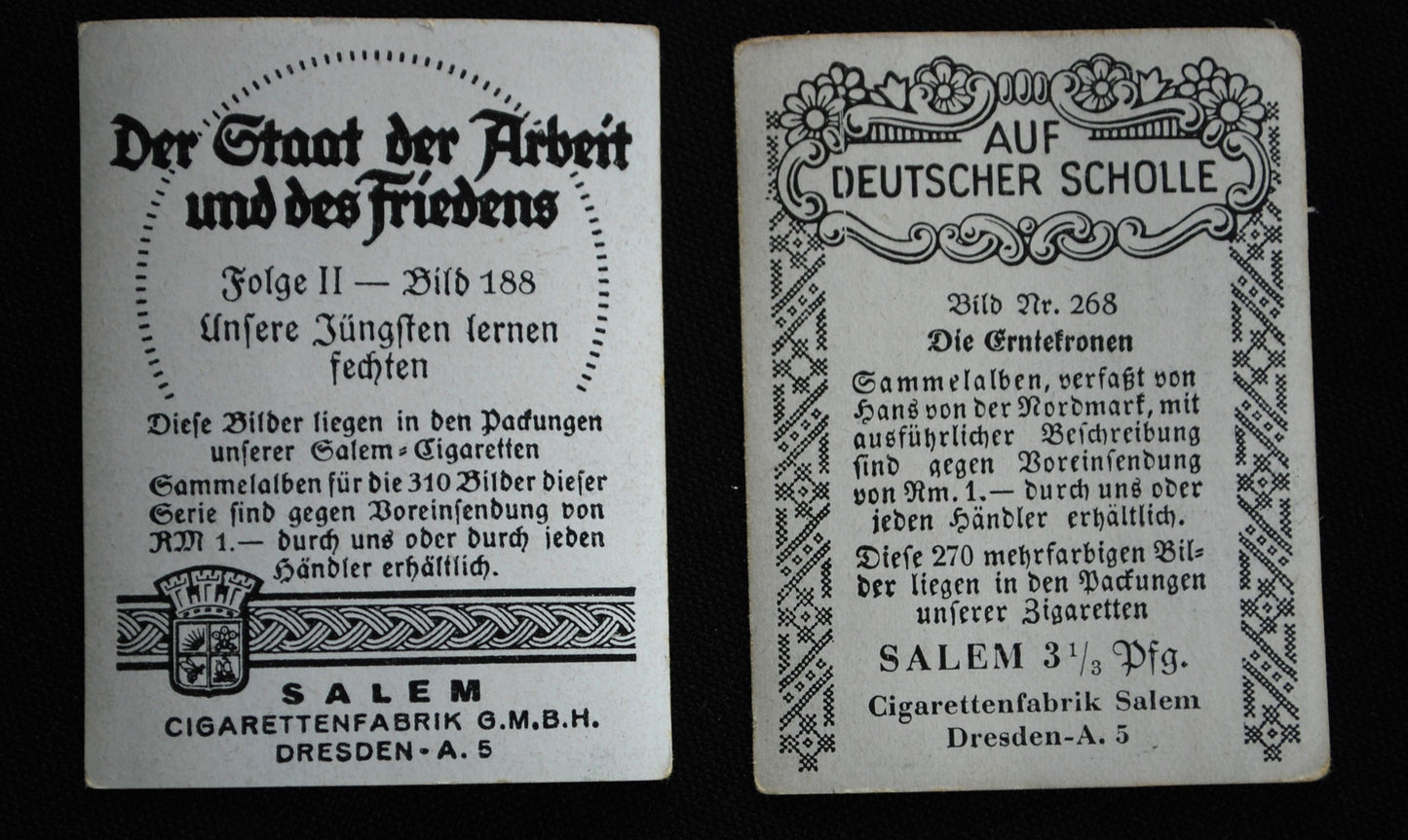 WW1 WO1 Originele Duitse sigarettenkaartjes uit 1937 Set 3