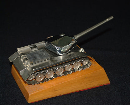 Tank T-54 Chrome-plated on pedestal