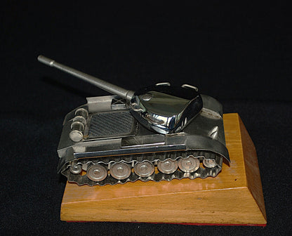 Tank T-54 Chrome-plated on pedestal