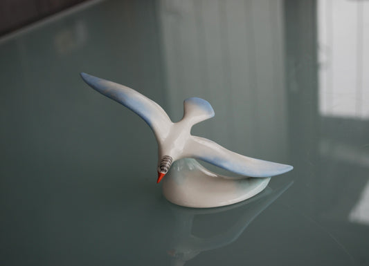 Budgerigar pair. Vintage porcelain bird