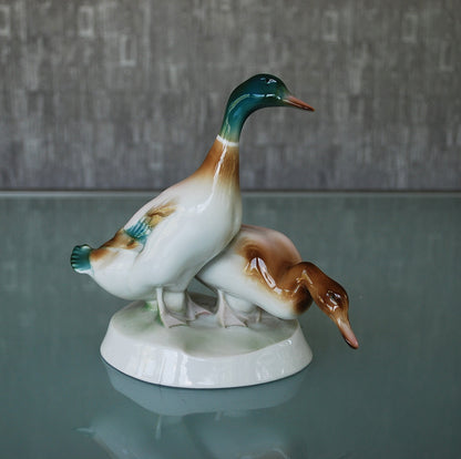 Wild duck pair. Zsolnay porcelain factory 1960s