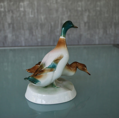 Wild duck pair. Zsolnay porcelain factory 1960s
