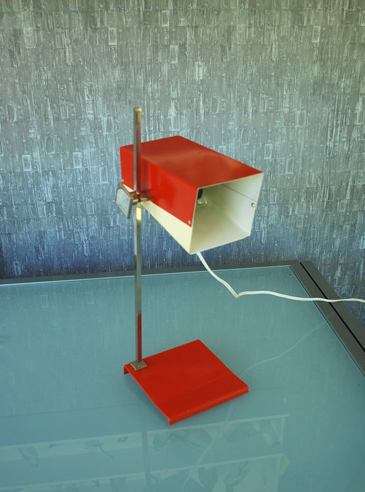 Retro Lamp Rood Wit Kubistisch vorm *
