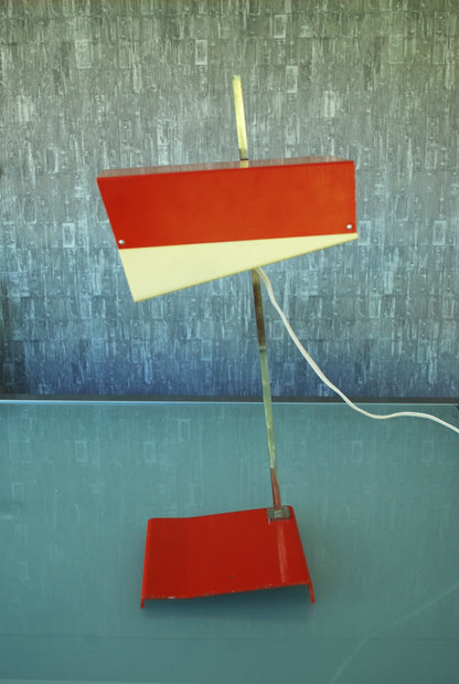 Retro Lamp Rood Wit Kubistisch vorm *