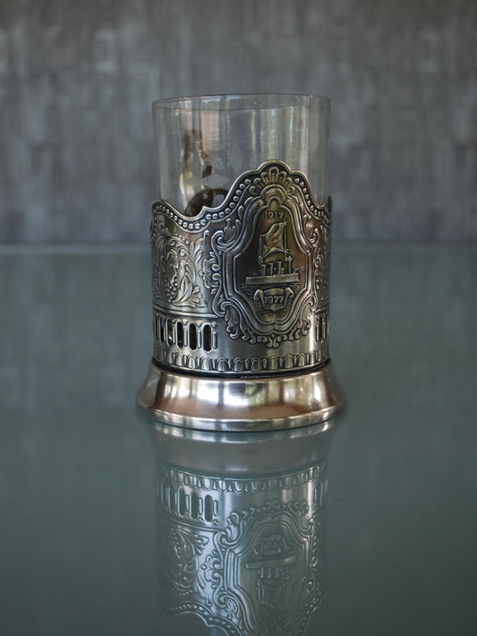 Theeglas houder "Aurora" verzilverd (Melchior)  1917 -1977 *