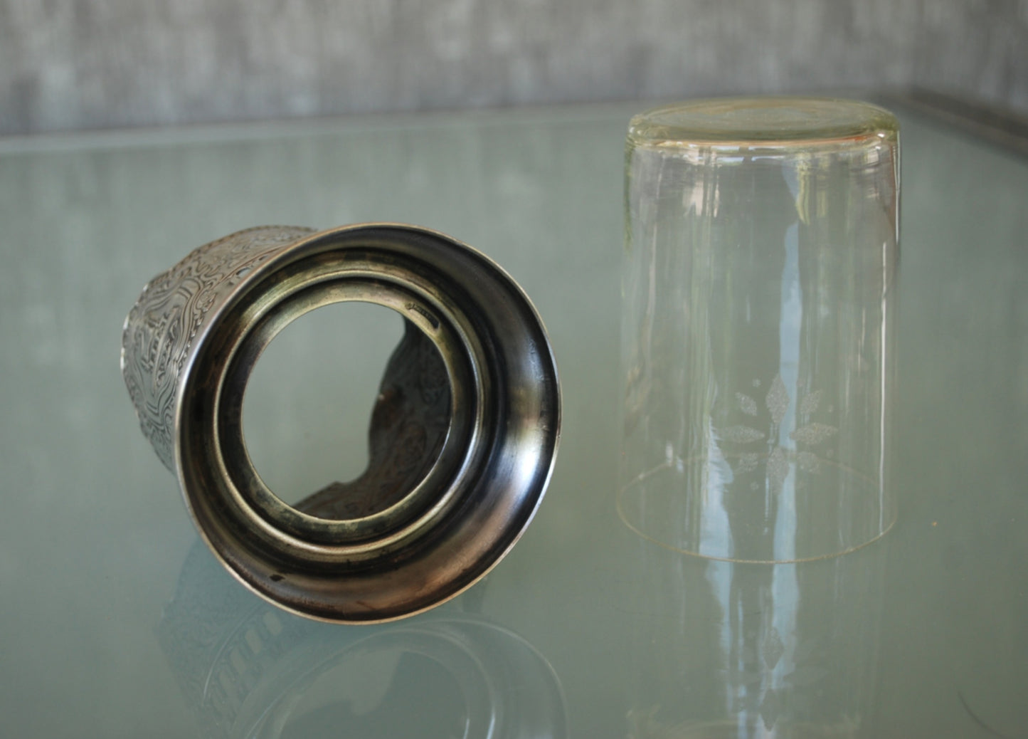 Theeglas houder "Aurora" verzilverd (Melchior)  1917 -1977 *