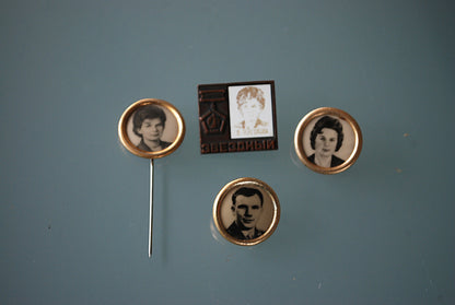 Collection of 3 Large pins Heroes of the Soviet