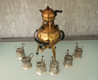 Samovar Sputnik - Conquering Space - 1977 - Space travel with 6 Sputnik tea glasses *