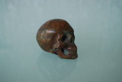 Oude schedel gemaakt van koper met prachtig patina *