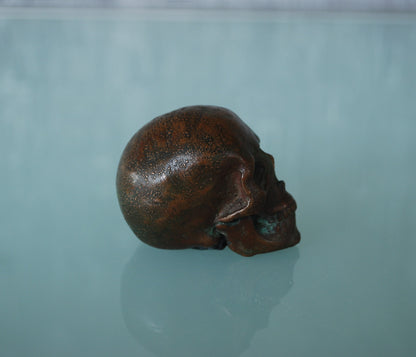 Oude schedel gemaakt van koper met prachtig patina *