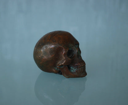Oude schedel gemaakt van koper met prachtig patina *