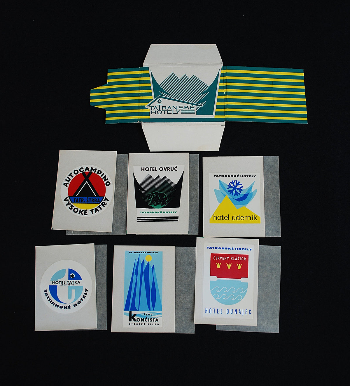 Bagage Decals 1960 hotels "Tatranské hotely vysoké tatry" Set van 15 in boekje *