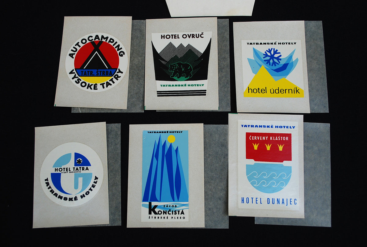 Bagage Decals 1960 hotels "Tatranské hotely vysoké tatry" Set van 15 in boekje *