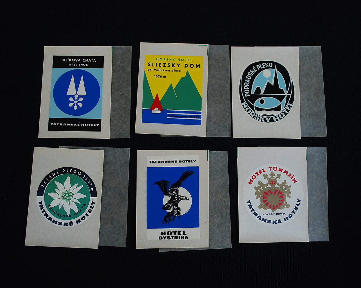 Bagage Decals 1960 hotels "Tatranské hotely vysoké tatry" Set van 15 in boekje *