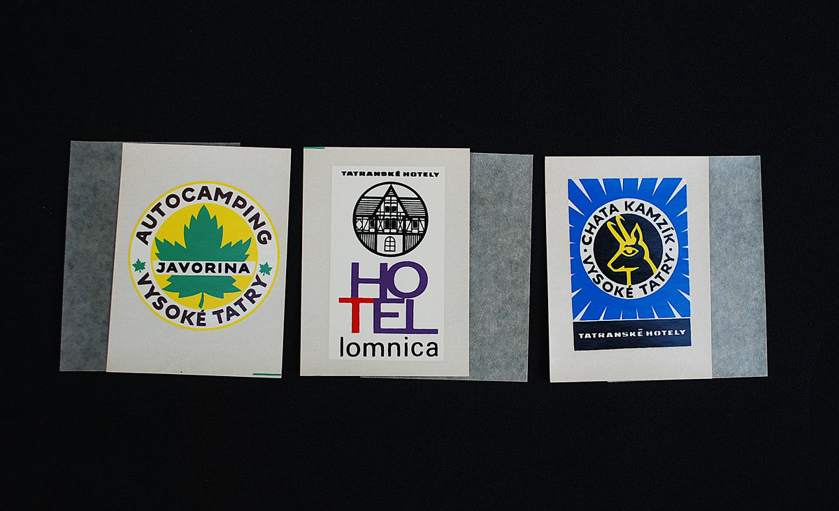Bagage Decals 1960 hotels "Tatranské hotely vysoké tatry" Set van 15 in boekje *
