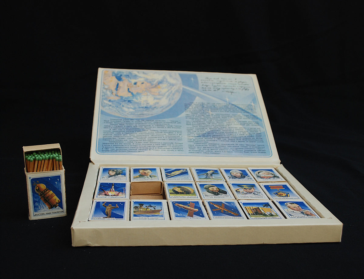 Yuri Gagarin propaganda lucifer doos 18 stuks compleet set *
