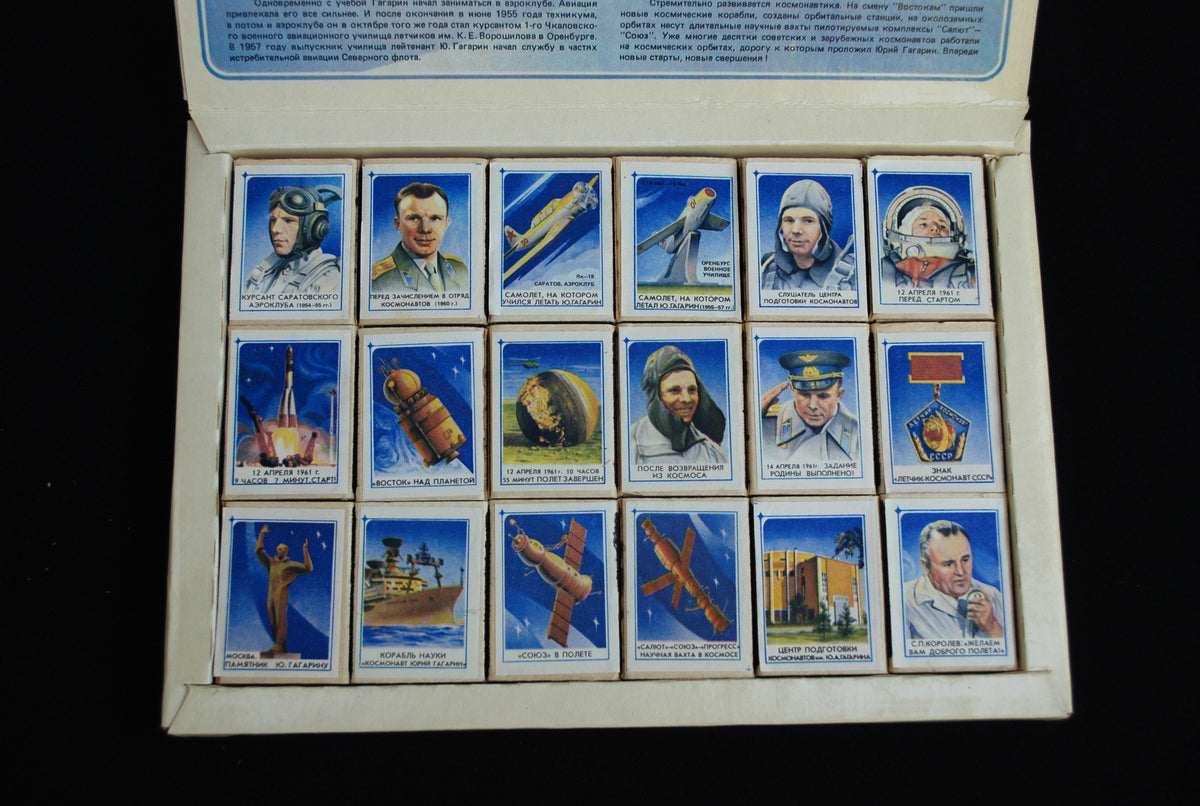 Yuri Gagarin propaganda lucifer doos 18 stuks compleet set *