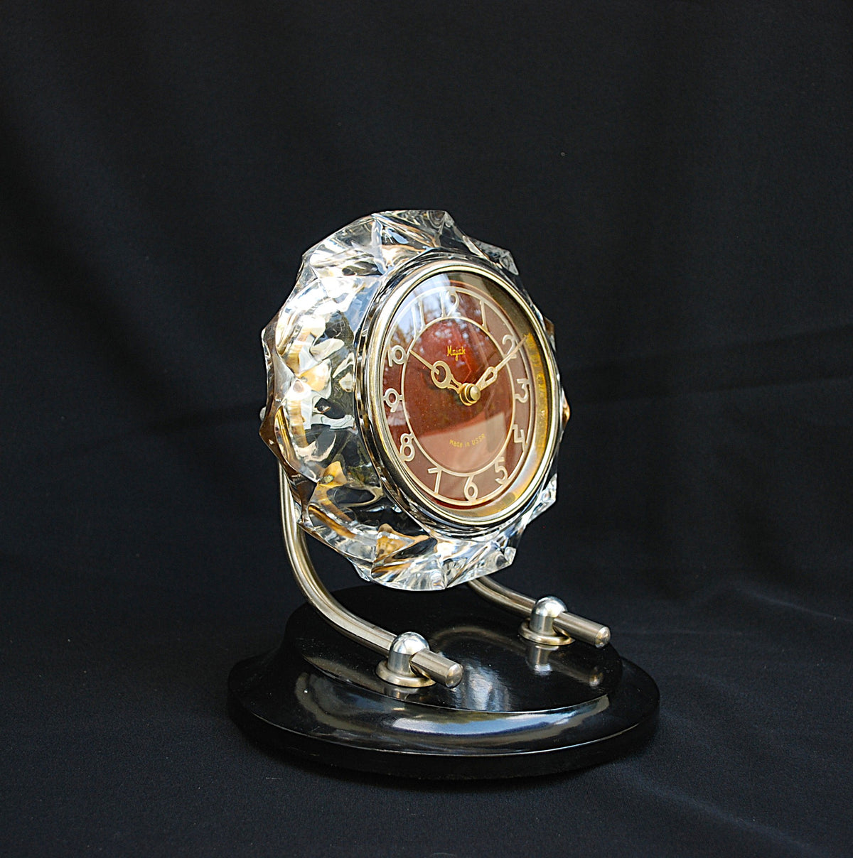 Klok tafel kristal klok CCCP 1960's merk Majak *