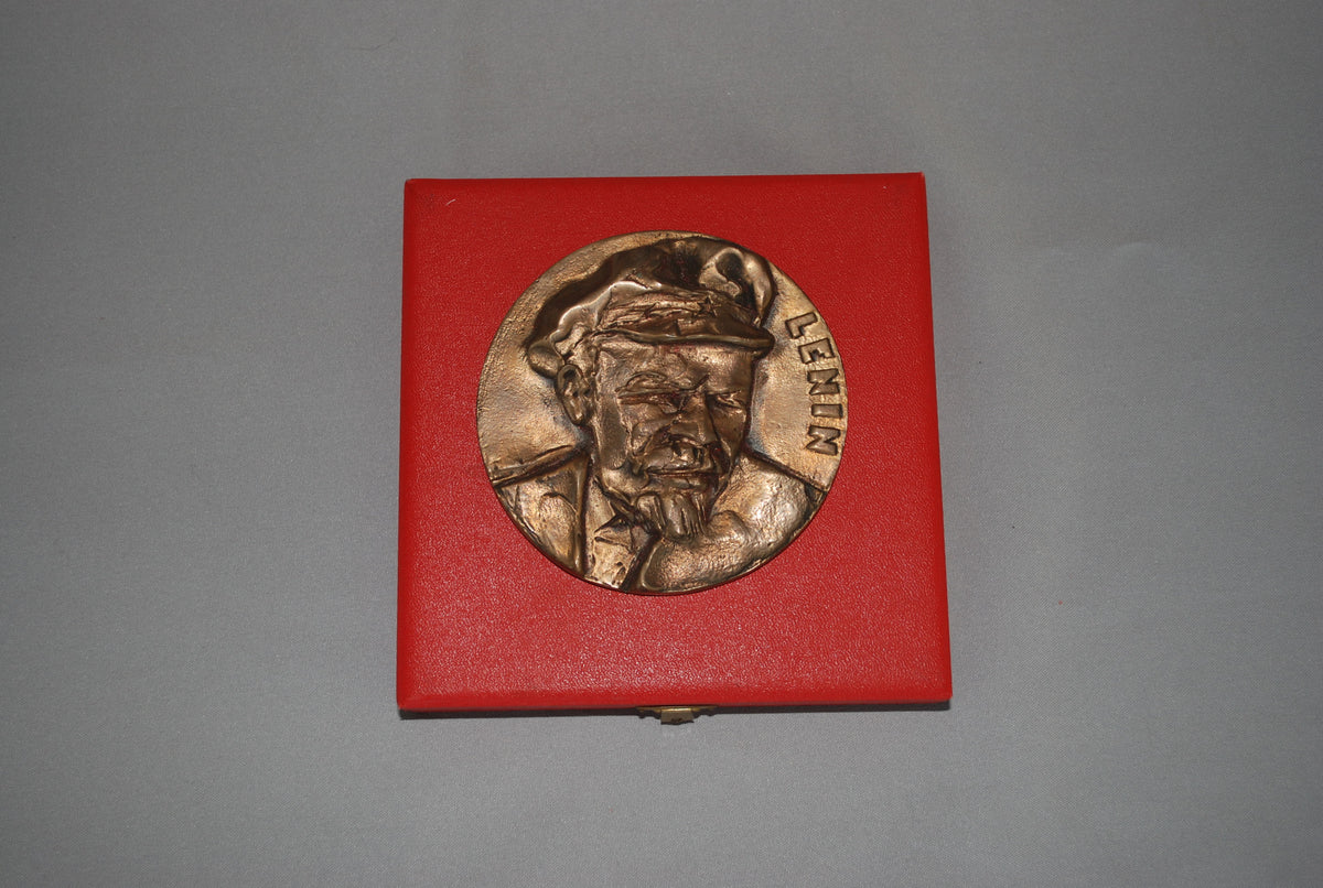 Lenin Buste / Hoofd - Groot Brons Plaque / Relief in doos