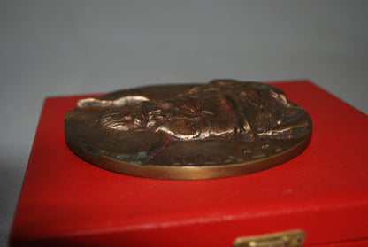 Lenin Buste / Hoofd - Groot Brons Plaque / Relief in doos