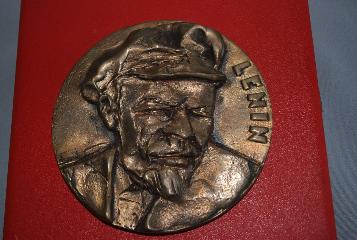 Lenin Buste / Hoofd - Groot Brons Plaque / Relief in doos