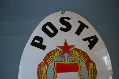 Enamel Coat of Arms Wall Plate Socialist Hungary Post Office