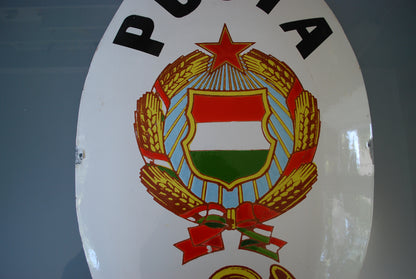 Enamel Coat of Arms Wall Plate Socialist Hungary Post Office