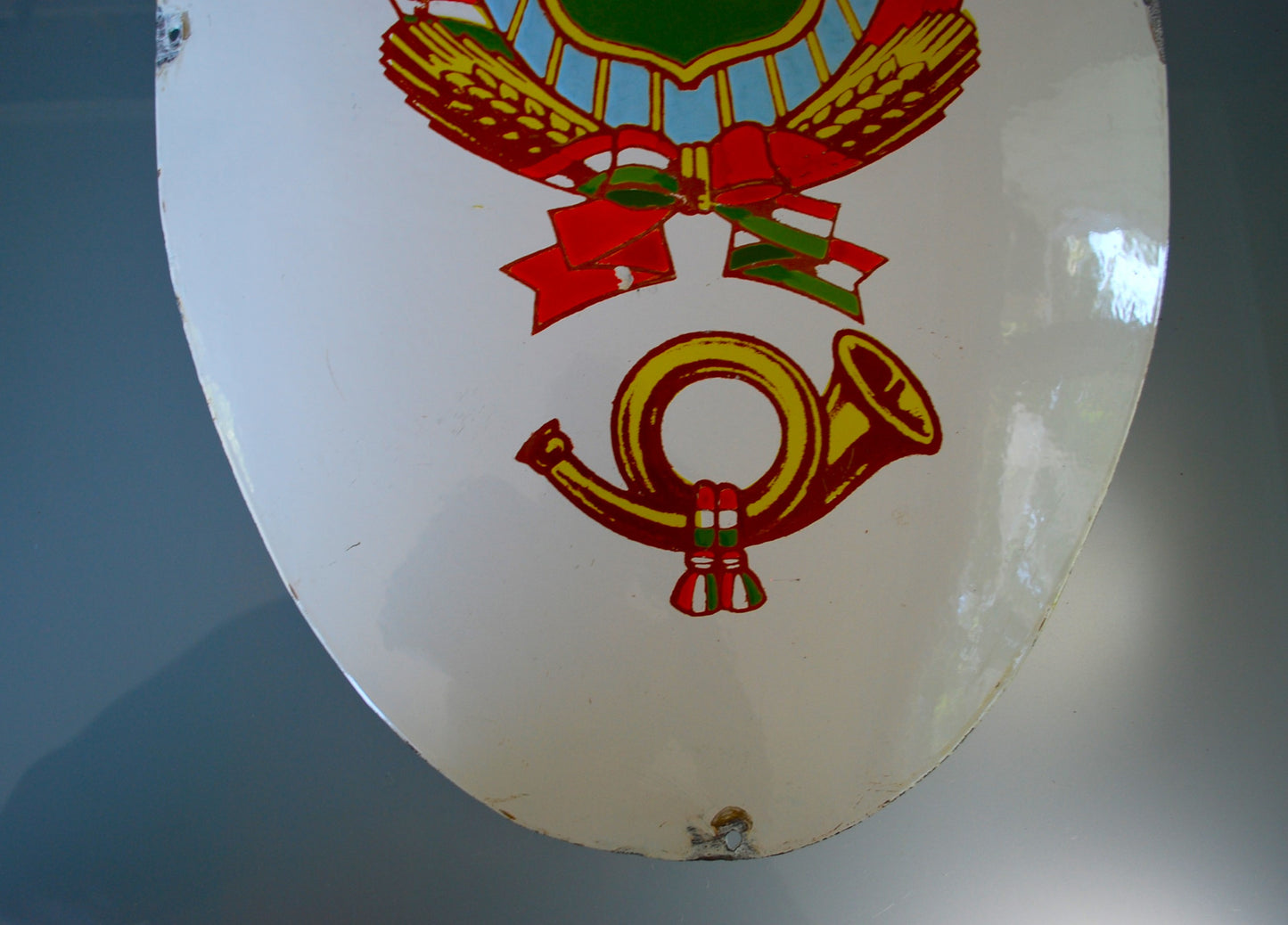 Enamel Coat of Arms Wall Plate Socialist Hungary Post Office