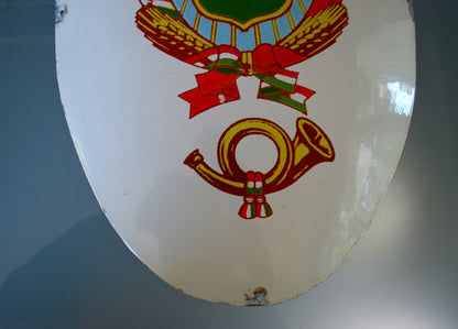 Enamel Coat of Arms Wall Plate Socialist Hungary Post Office