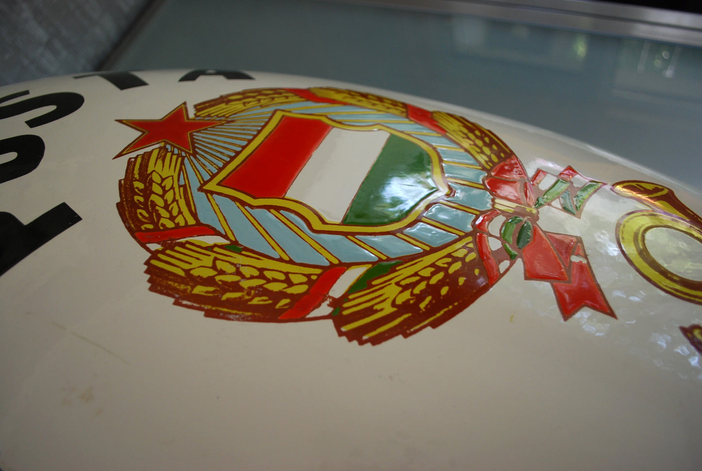 Enamel Coat of Arms Wall Plate Socialist Hungary Post Office
