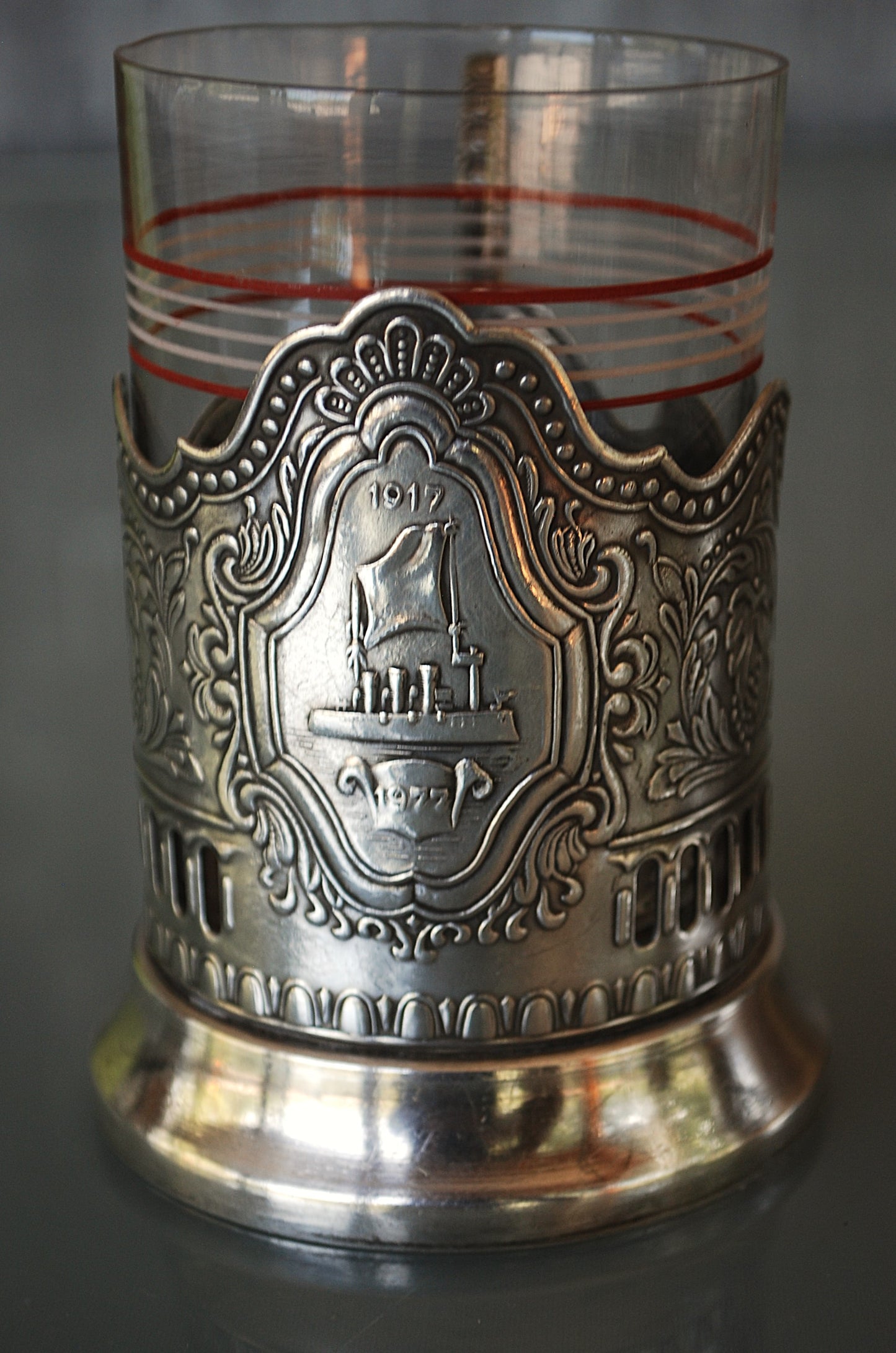 Theeglas houder "Aurora" verzilverd (Melchior)  1917 -1977