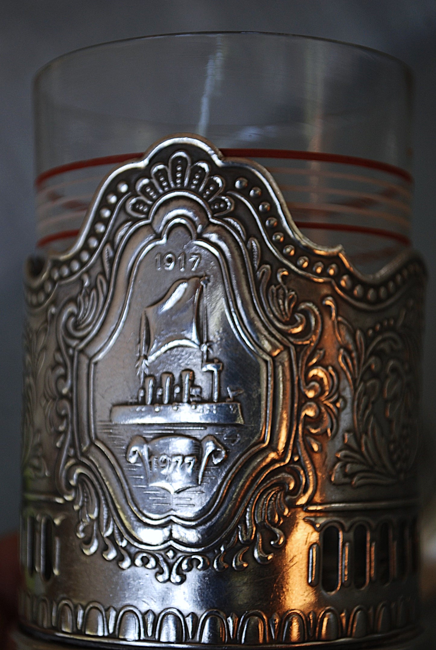 Theeglas houder "Aurora" verzilverd (Melchior)  1917 -1977