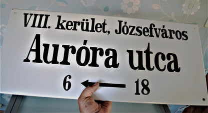 Oude emaillen Aurora straatnaam bord GROOT !