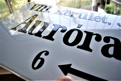 Oude emaillen Aurora straatnaam bord GROOT !