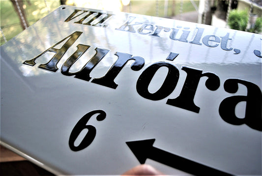 Oude emaillen Aurora straatnaam bord GROOT !