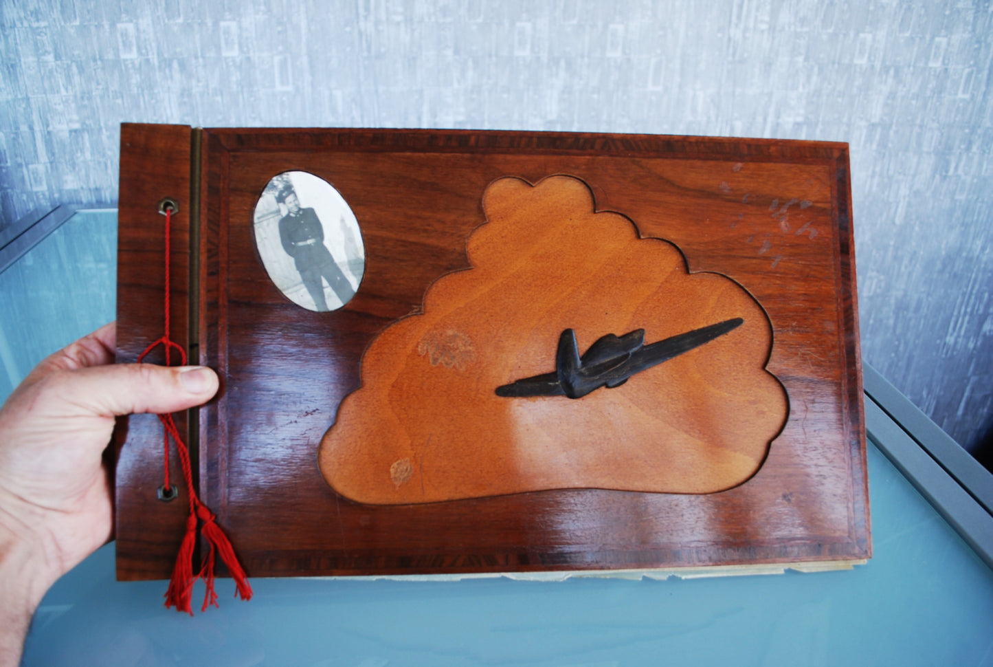 Piloot Fotoalbum hout Trench art Hand gemaakt