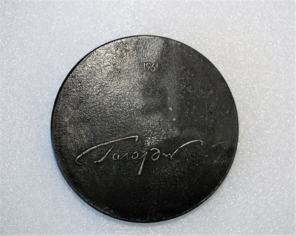 Yuri Gagarin Zwaar metalen plaque 1961 met handtekening
