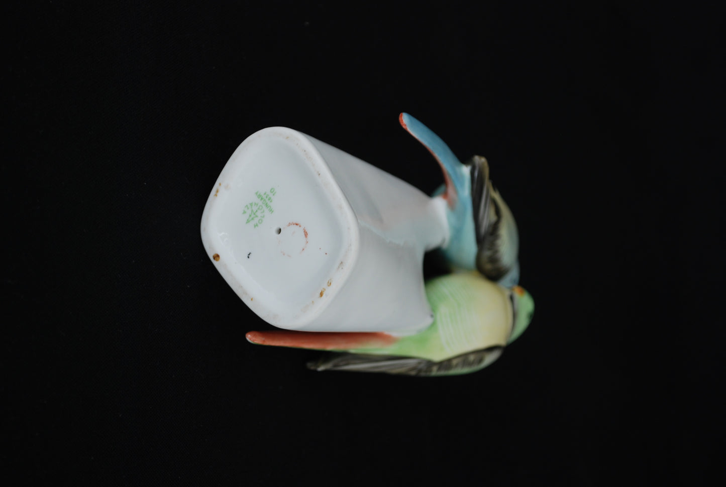 Grasparkiet paar. Vintage porselein vogel