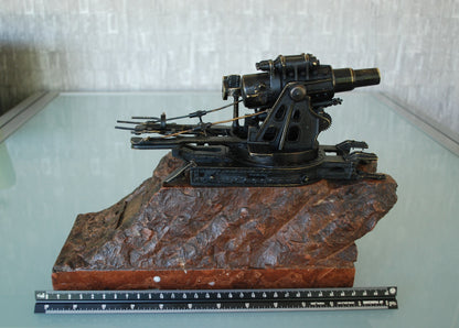 WW1 Cannon Brass Fat Bertha / Slim Emma on Marble Base + Scale