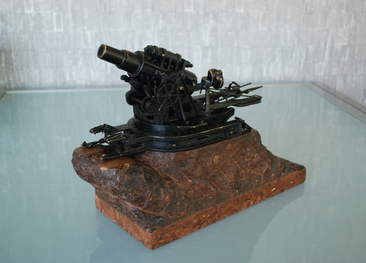 WW1 Cannon Brass Fat Bertha / Slim Emma on Marble Base + Scale