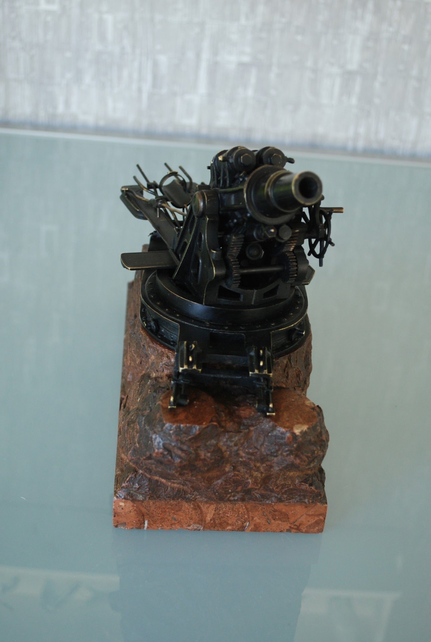 WW1 Cannon Brass Fat Bertha / Slim Emma on Marble Base + Scale