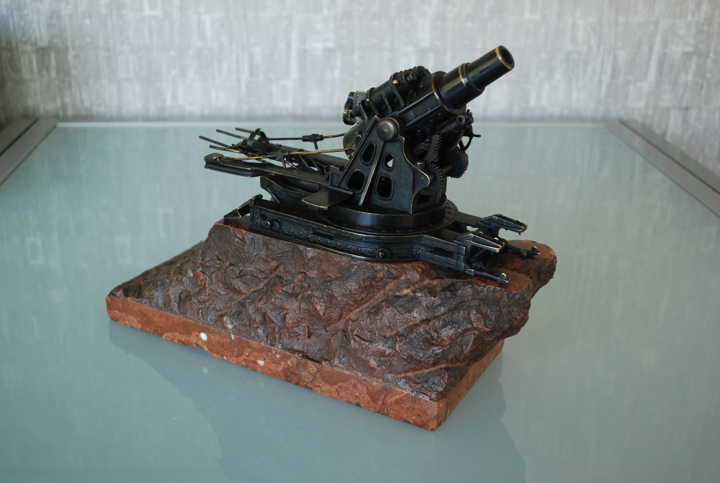WW1 Cannon Brass Fat Bertha / Slim Emma on Marble Base + Scale