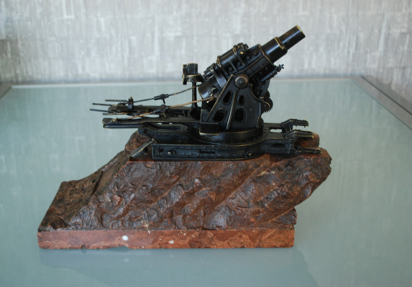 WW1 Cannon Brass Fat Bertha / Slim Emma on Marble Base + Scale