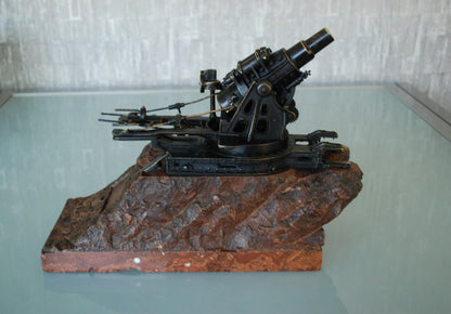WW1 Cannon Brass Fat Bertha / Slim Emma on Marble Base + Scale